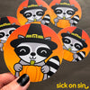 Halloween Party Raccoon - Vinyl Sticker ** ALMOST GONE! **