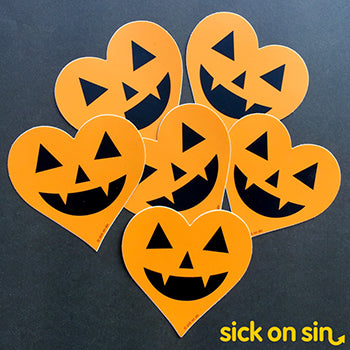 Jack-o'-lantern Heart - Vinyl Sticker