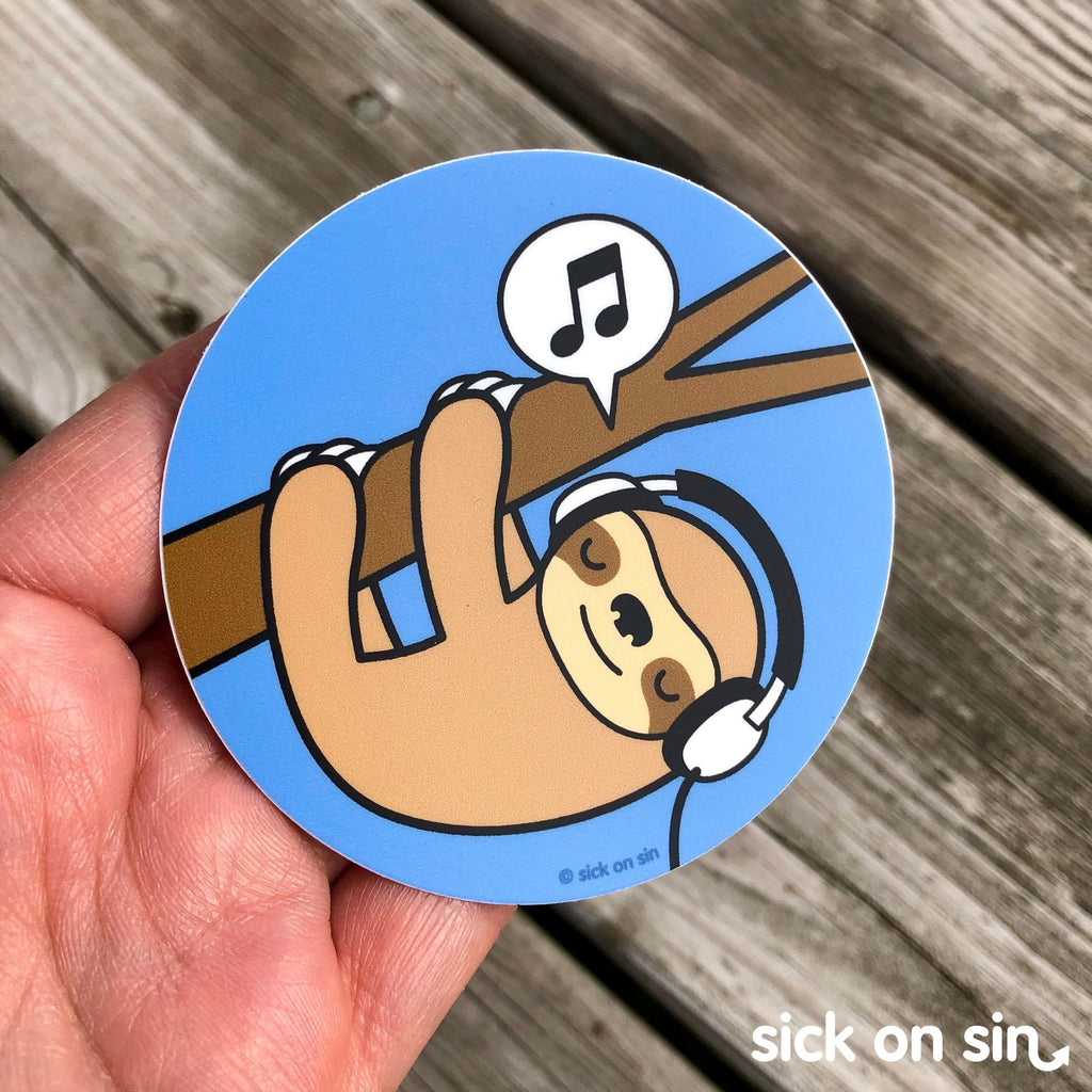 Stereo Sloth - Vinyl Sticker ** ONLY 1 LEFT! **