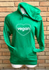 Vegan Heart (White) - Kelly Green Unisex Hoodie (Size Small & Medium only)