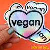 Vegan Heart - Holographic Vinyl Sticker ** ALMOST GONE! **