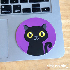 Black Cat 9 Lives Club original design on vinyl sticker by Sick On Sin