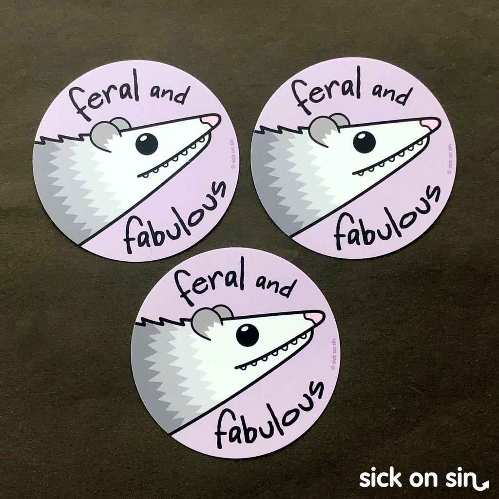 Feral And Fabulous Possum - Vinyl Sticker