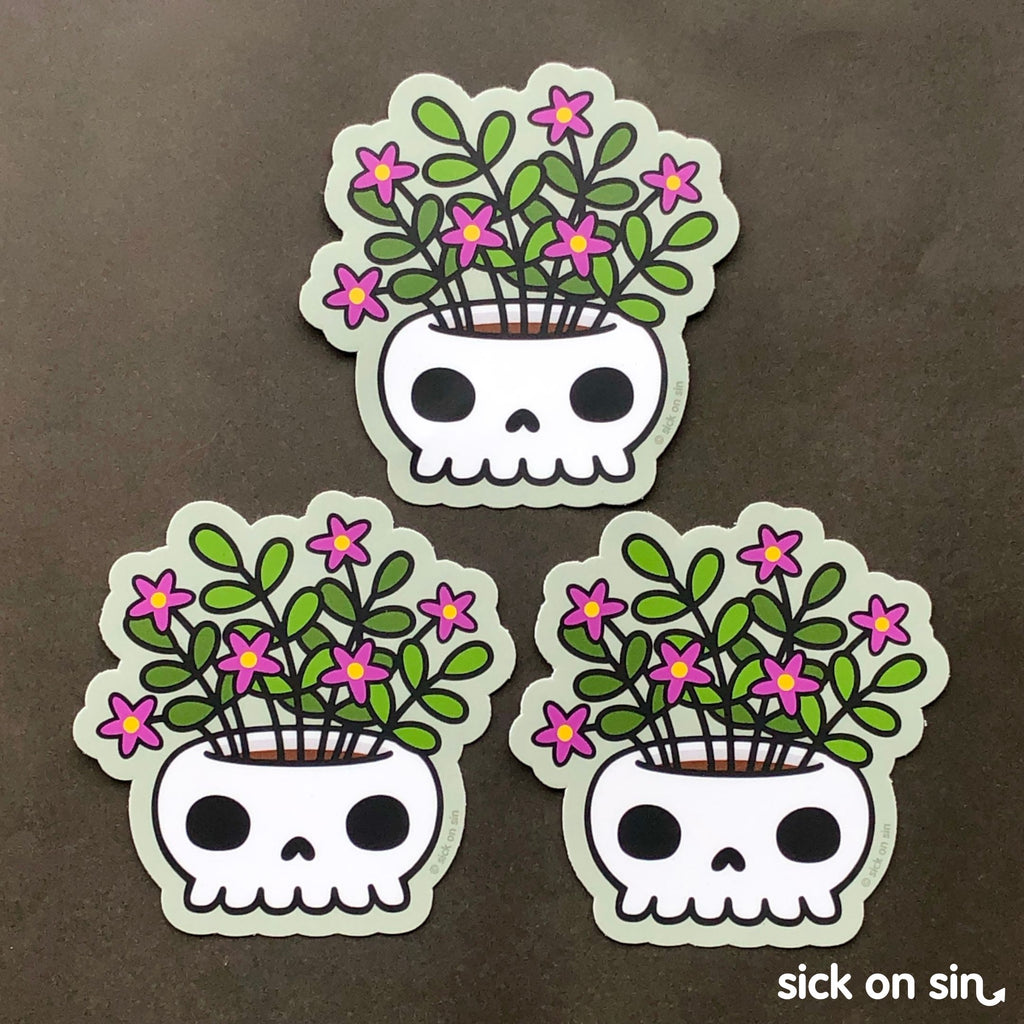 Skull Planter - Vinyl Sticker