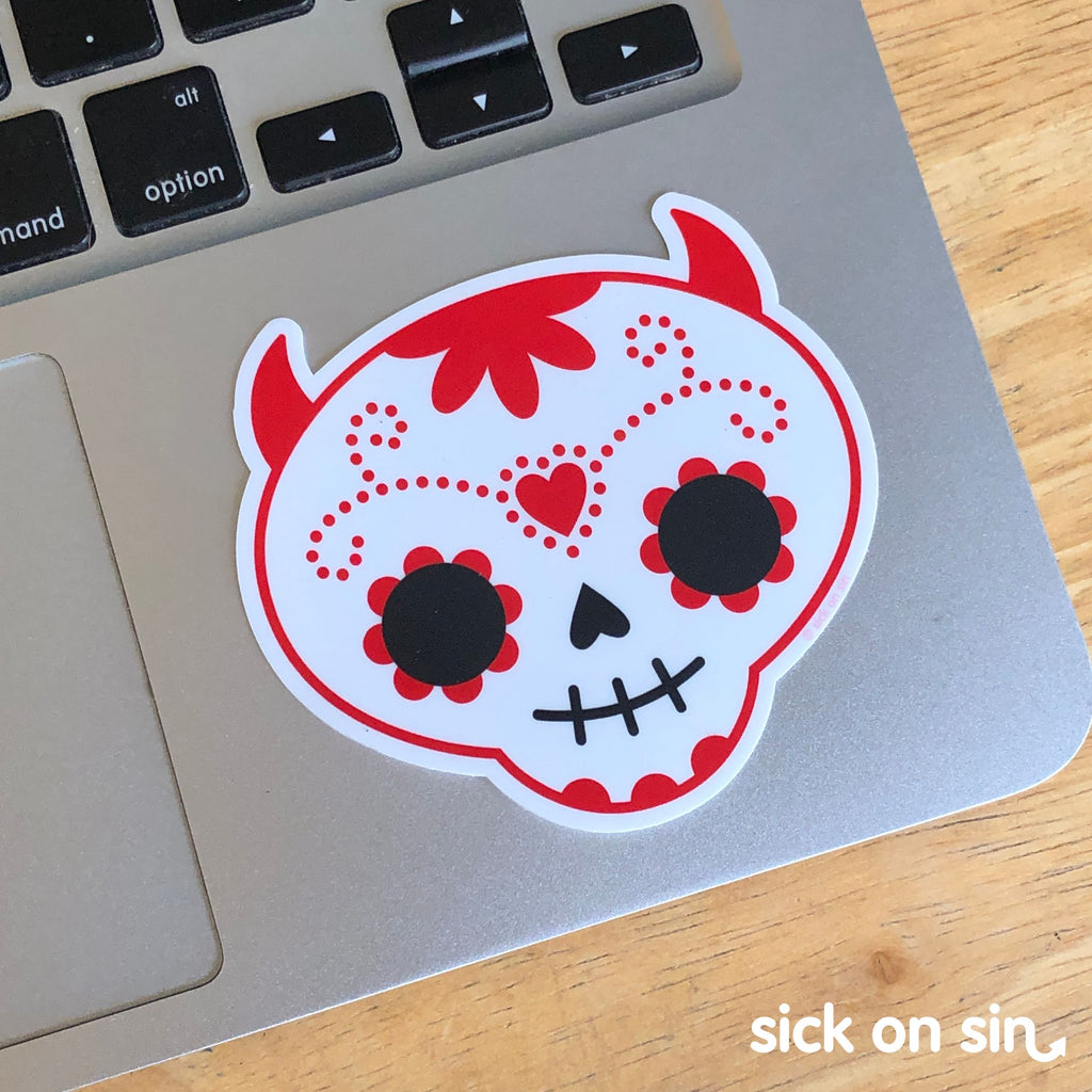 Red Sugar Skull - Vinyl Sticker