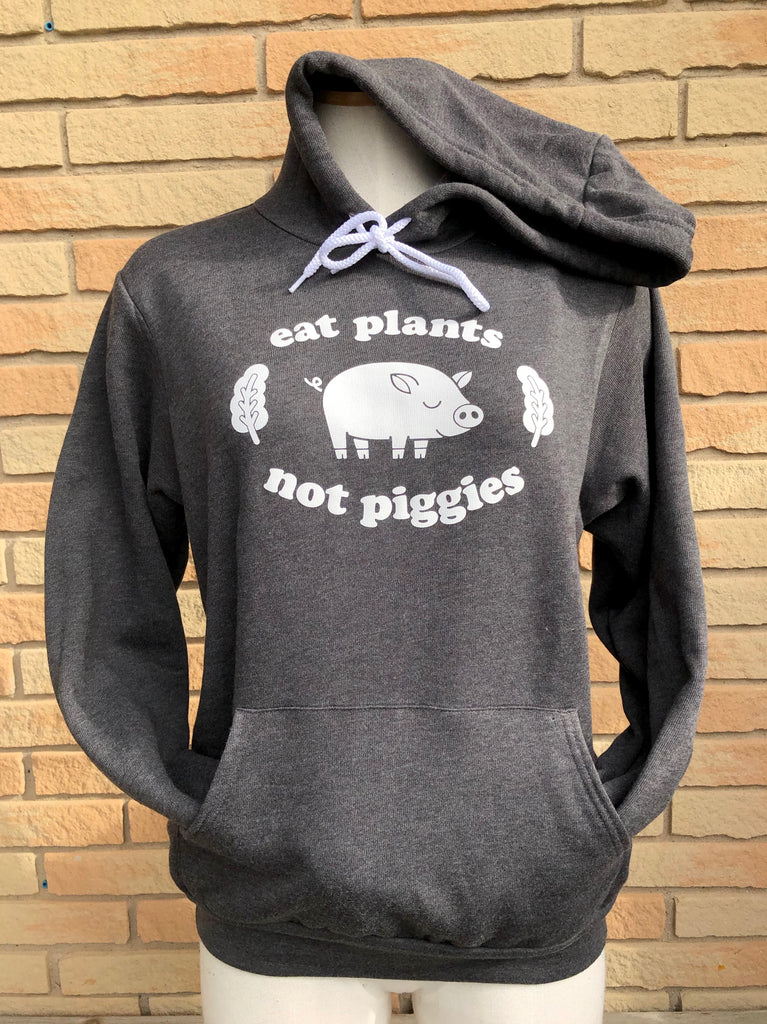 Eat Plants Not Piggies - Dark Grey Unisex Hoodie