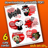 Cute Horror Love Cards (Collection A) - Printable PDF (Digital File)