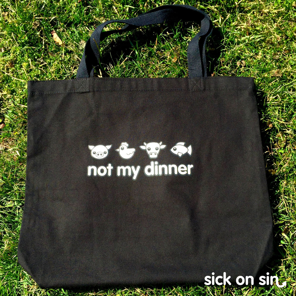 Not My Dinner Four Animals - Black Tote Bag (Extra Large)  **1 Left**