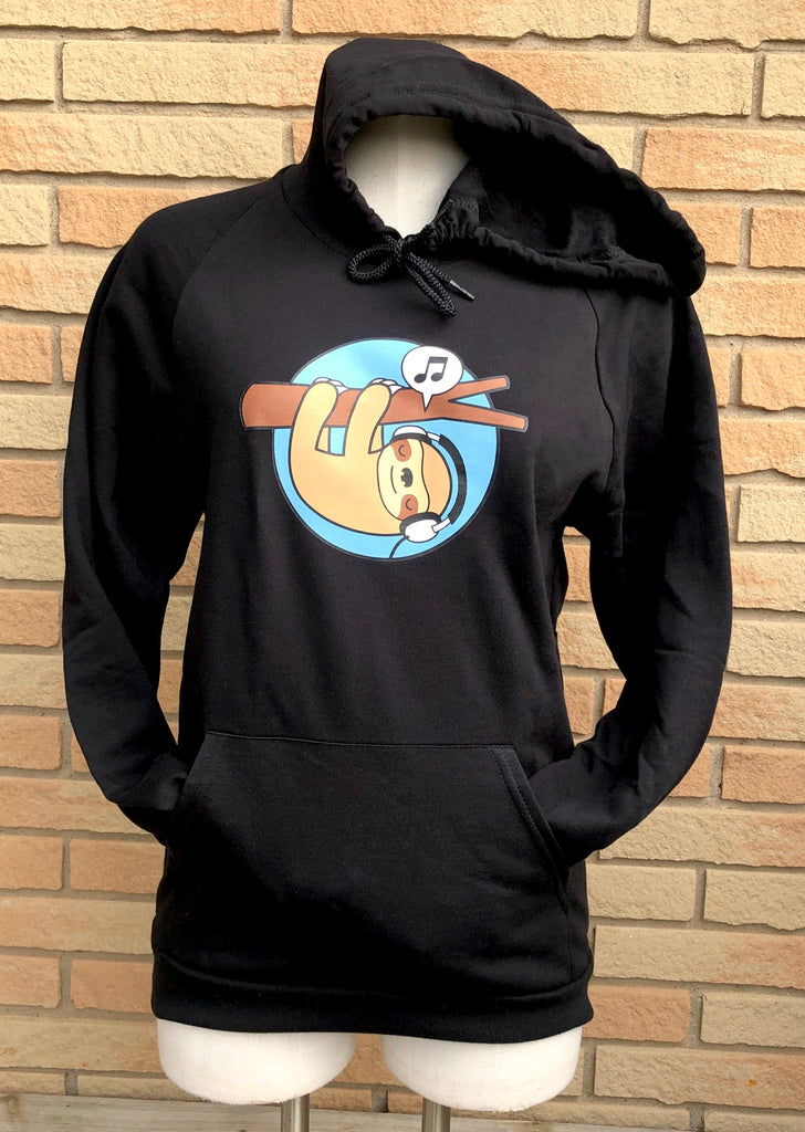 Stereo Sloth - Black Unisex Hoodie (Size Small Only)