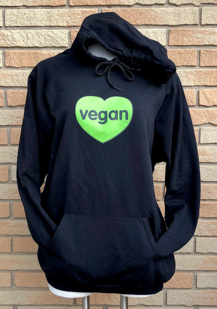 Vegan Heart - Black Unisex Hoodie (Size Large only)